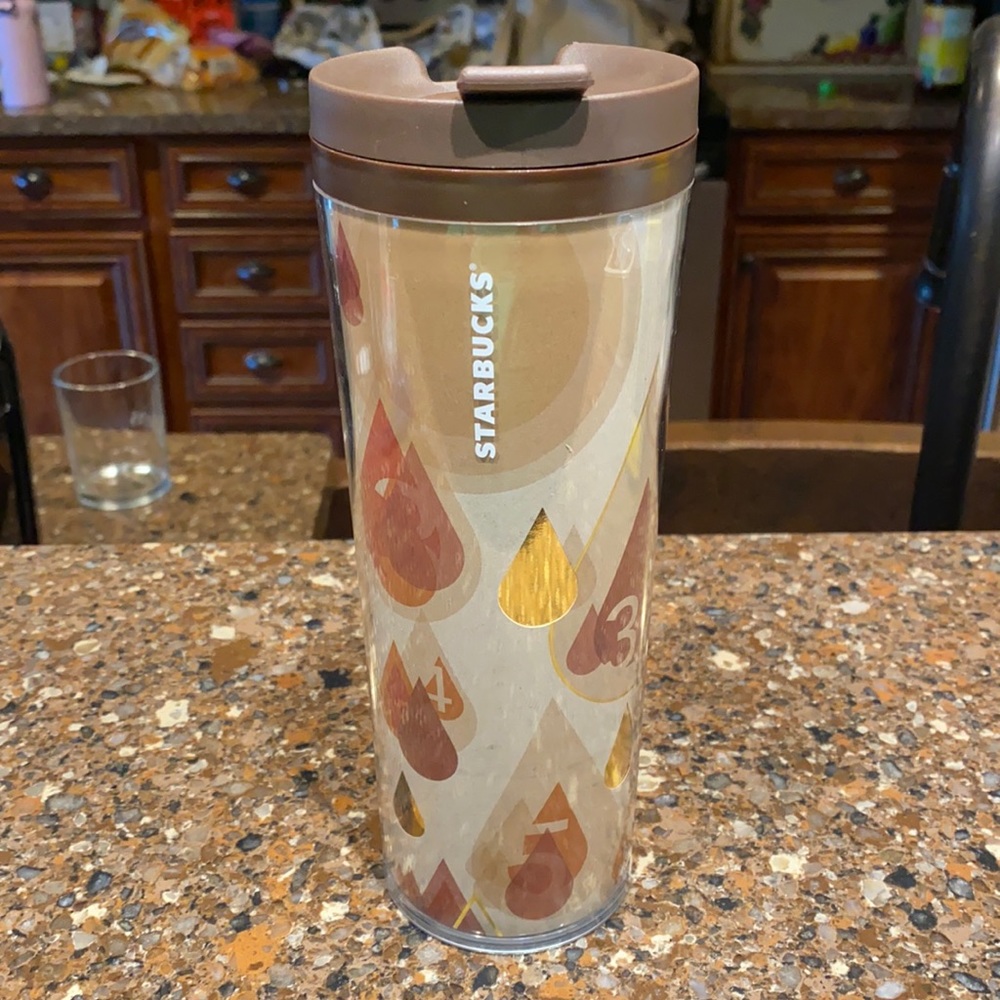 2012 Starbucks Golden Raindrop & Numbers Travel Mug